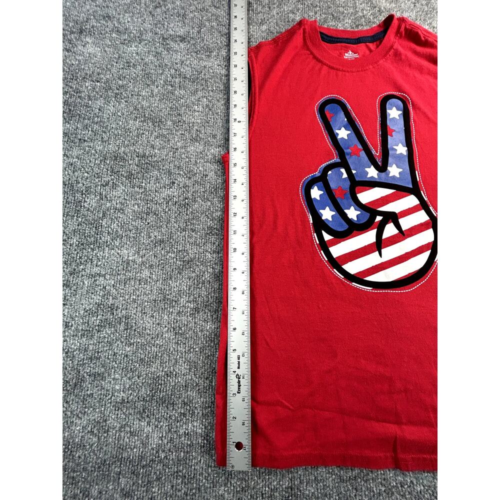 Way To Celebrate Patriotic Girls XL 14-16 Sleeveless TankRed USA Flag Peace Sign - Picture 6 of 6
